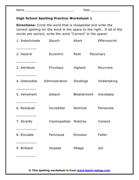 spelling worksheet Spelling Worksheets Kindergarten, Worksheets For High School, Worksheets High School, Spelling Practice Worksheets, Worksheets For Middle School, High School English Lesson Plans, High School English Lessons, Teacher Checklist, Punctuation Worksheets