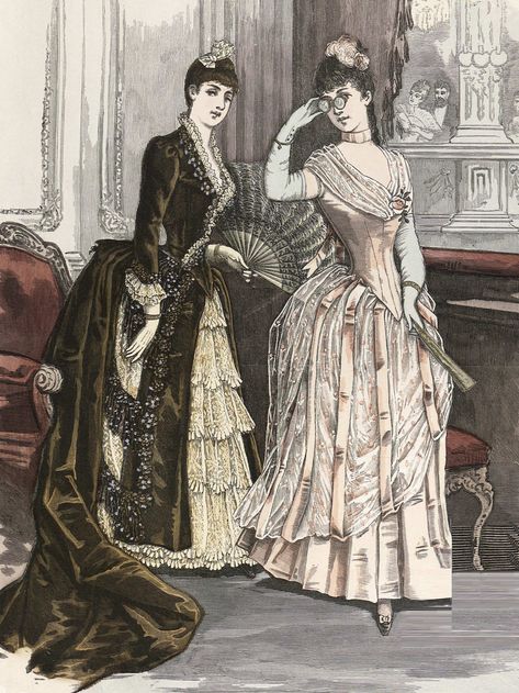 Fashion Plate - Freja Magazine - 1887 1880 Fashion, Victorian Fashion Plates, 1850s Fashion, Historical Costuming, 1880s Fashion, 19th Century Clothing, Victorian Portraits, 1890s Fashion, Victorian Dresses