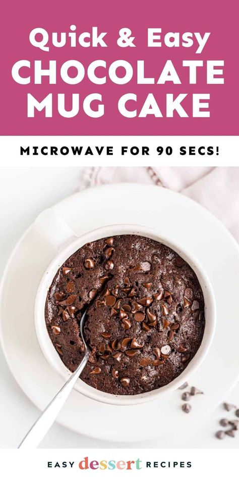 I'm all about easy, and this microwave chocolate mug cake might be the easiest dessert I've ever made! Made in just 6 minutes! Mug Cake Microwave Chocolate, Chocolate Mug Cake Microwave, Cake For One Recipe, Mug Cake Easy, Easy Chocolate Mug Cake, Fall Desserts Thanksgiving, Cake Microwave, Instant Dessert, Microwave Dessert