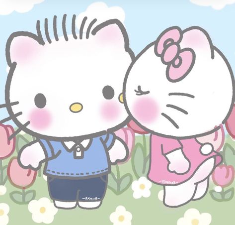 Hello Kitty Kissing, Pompompurin Cute, Hello Kitty Couple, Kitty Kisses, Hello Kitty Wallpaper Hd, Images Hello Kitty, Walpaper Hello Kitty, 2013 Swag Era, Kitty Drawing