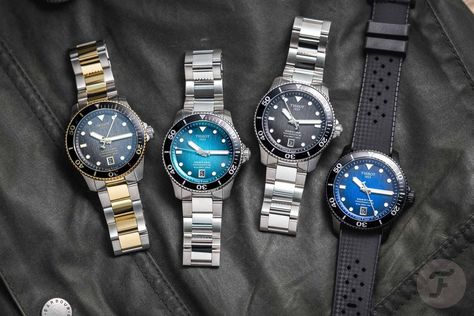 A Hands-On Introduction To The Tissot Seastar 1000 Powermatic 80 In A New 40mm Size Tissot Seastar 1000, Tissot Seastar, Dive Watches, Minerals Crystals, Quartz Movement, Fashion Bracelets, Hands On, Black Backgrounds, Two By Two