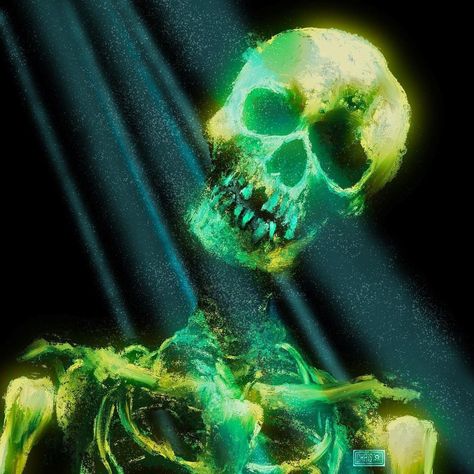 Neon Skeleton, Green Pfp, Pics Art, Funky Art, Green Aesthetic, Horror Art, Pretty Art, Dark Art, Dark Fantasy