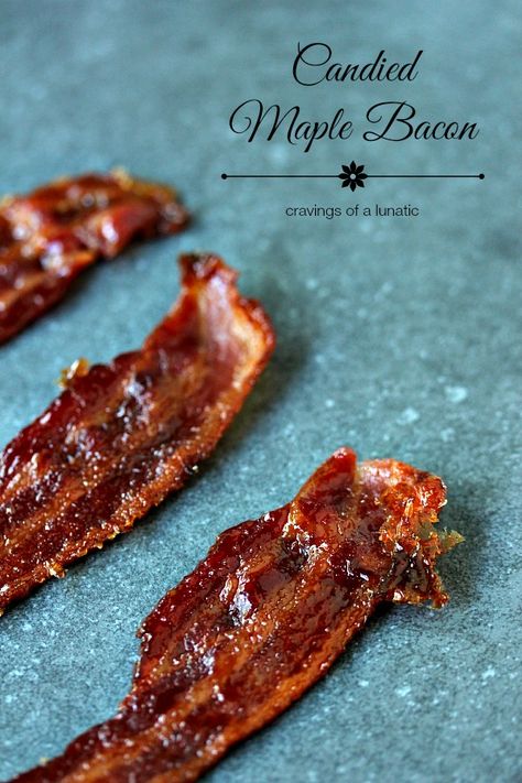 Candied Maple Bacon | So easy to make, this candied bacon is maple flavoured. Sweet, and salty, it's sheer perfection. Jerky Recipes, Bbq Bacon, Candied Bacon, Maple Bacon, Bacon Recipes, Appetizer Snacks, Brunch Recipes, Jerky, Finger Foods