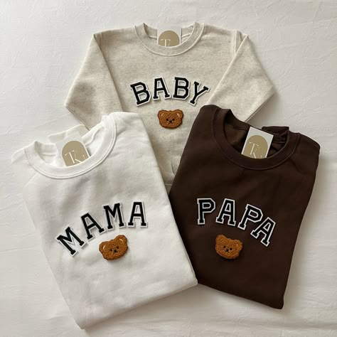 These bear family sweatshirts make the perfect birthday family outfit for a teddy bear themed birthday party of any ages!  - They need to be purchased individually (it's not sold as a set) - Our sweatshirt material is super soft and comfy! ♡ - All our sweatshirts run a unisex fit. (Both for men and women). They are naturally oversized, so we normally recommend your true size. But if you like a more baggy look, we recommend sizing up. - These letters are iron-on patched and is heat pressed, not e Beary First Birthday Boy, Bear First Birthday Party, Mama Bear Papa Bear Baby Bear, Beary First Birthday, Baby Bear Outfit, Teddy Bear Shirt, Baby Bear Onesie, Mama Bear Baby Bear, Family Sweatshirts