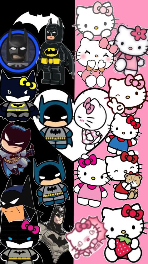 Hello Kitty Batman, Pink Hello Kitty Wallpaper Iphone, Hello Kitty Stickers, Cute Batman, Hello Kitty Wallpaper Hd, Pink Wallpaper Hello Kitty, Walpaper Hello Kitty, I Am Batman, Heart Iphone Wallpaper