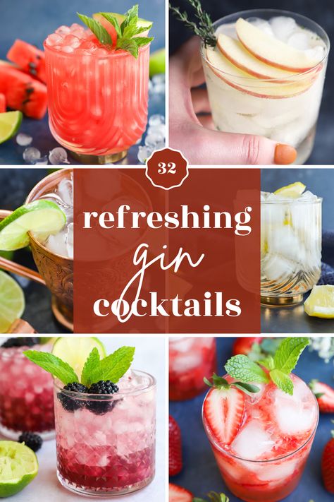 From fruity and floral to classic and sophisticated, these gin cocktail recipes are sure to quench your thirst and impress your taste buds. With a list of gin drinks like this one, it��’s easy to find someone for everyone! Watermelon Gin Cocktail, Blackberry Gin Fizz, Easy Gin Cocktails, Strawberry Gin, Christmas Gin, Rhubarb Gin, Spring Cocktails Recipes, Fall Cocktails Recipes, Gin Cocktail Recipes