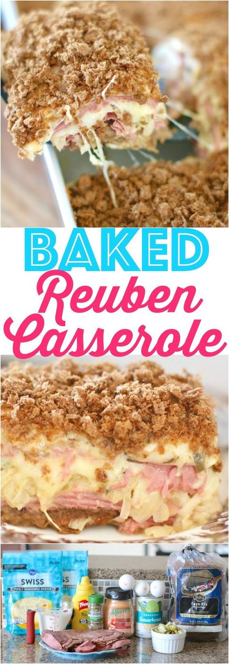 Baked Reuben Casserole recipe from The Country Cook Reuben Casserole, Sweet Potato Recipes Casserole, Country Cook, Breakfast And Brunch, Potatoe Casserole Recipes, The Country Cook, Chicken Tender Recipes, Rye Bread, Country Cooking