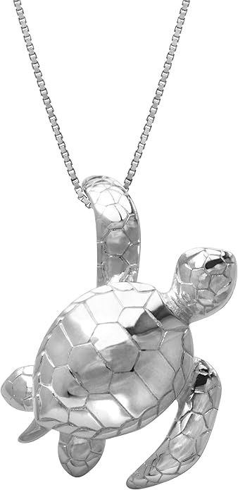 Amazon.com: Honolulu Jewelry Company Sterling Silver Turtle Honu Ocean Sea Life Necklace Pendant with 18" Box Chain : Clothing, Shoes & Jewelry Sea Life Necklace, Sea Turtle Jewelry, Ocean Tropical, Turtle Jewelry, Turtle Necklace, Turtle Pendant, Cz Necklace, 925 Sterling Silver Chain, Jewelry Companies