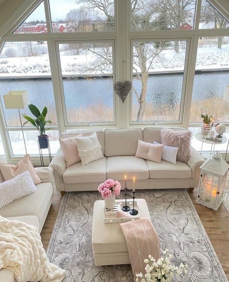 Modern Lounge Rooms, Cute Living Room, Smart Home Design, Apartment Living Room Design, Beige Living Rooms, Pink Living Room, Living Room Organization, White Living Room, Apartment Living Room