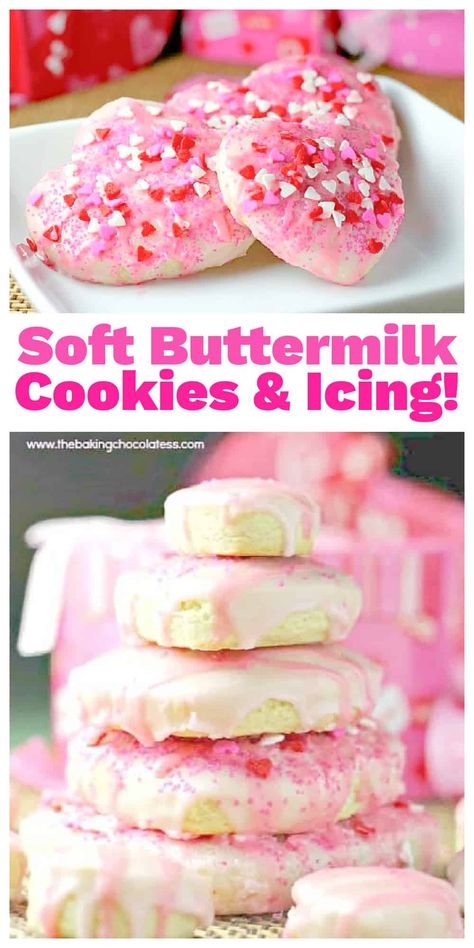 Soft Buttermilk {Cutout} Cookies & Icing! These slightly tangy, buttermilk cookies are so soft and delicious and have a hint of vanilla flavor that make them incredibly delightful! They stay moist and fresh for days too! Buttermilk Cookies, Valentines Day Cookie Recipe, Cookies Icing, Triple Chocolate Cookies, Easy Easter Desserts, Cutout Cookies, Sugar Cookie Icing, Easter Desserts, Cookies Brownies