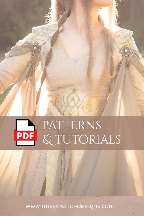 Fantasy Sewing Patterns, Fantasy Sewing, Layered Dress Pattern, Needles Clothing, Sewing Machine Beginner, Historical Clothing Patterns, Elven Costume, Foam Costume, Wedding Dress Sewing Patterns