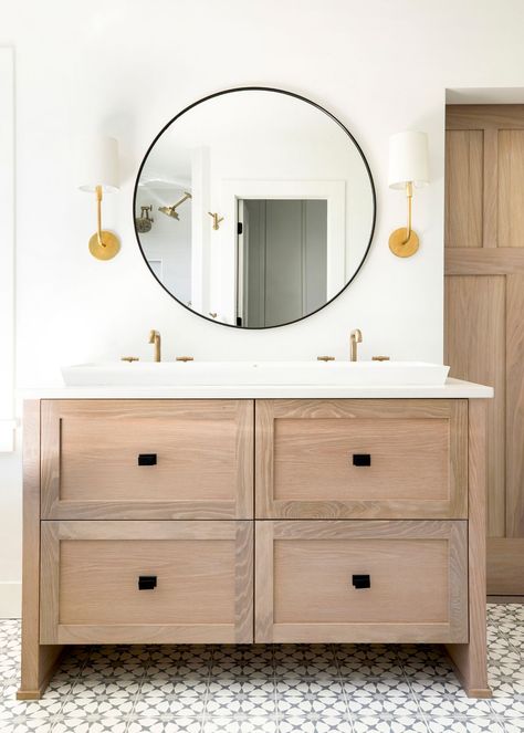 Bria Hammel Interiors Classic Bathroom, Toilet Storage, Wood Vanity, Wood Bathroom, Bathroom Renos, Bath Remodel, Farmhouse Bathroom, Beautiful Bathrooms, Interior Design Studio