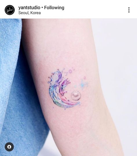 Pastel Tattoo, Umbrella Tattoo, Pearl Tattoo, Pisces Tattoo Designs, Purple Tattoos, Circle Tattoos, Handpoke Tattoo, Tiny Tattoo, Mermaid Tattoos