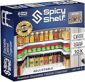 Spicy Shelf 3.0 - Expandable 2 Tiered Spice Rack Organizer for Cabinet & Pantry - Kitchen Seasoning Organizer - Cabinet Spice Racks for Inside Cabinets (Spicy Shelf Premium) Tiered Spice Rack, Seasoning Organizer, Cabinet Spice Rack, Cabinet Pantry, Kitchen Seasoning, Organizer Cabinet, Spice Shelf, Pantry Kitchen, Sliding Shelves