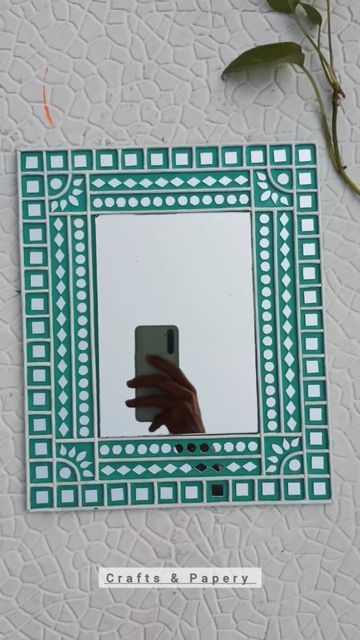 Mosaic Mirror Frame Ideas, Diy Frame Wall Decor, Lippan Art Ganesha Square, Lippan Art Watch, Lippan Art Mirror Square Shape, Lippan Art In Rectangle Shape, Lippan Art Square Design Easy, Rectangle Lippan Art Design, Lippan Art On Rectangle Board