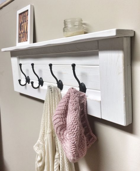 Rustic Wooden Entryway White Coat Rack, Rustic Wooden Shelf, Entryway Rack, Coat Rack, Rustic Home Decor, Rustic Furniture, Floating Shelf White Coat Rack, Entryway Rack, Decoration Hall, Shelf Entryway, Floating Shelves Living Room, Coat Rack Hooks, Entryway Coat Rack, Rustic Coat Rack, Rustic Wooden Shelves