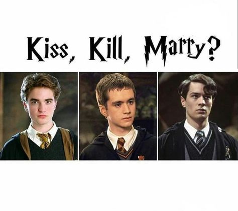 Kiss Marry Kill Game Celebrities, Kiss Marry Kill Celebrities, Kiss Marry Kill Game, Harry Potter List, Harry Potter Kiss, Harry Potter Questions, Kiss Marry Kill, Friend Things, Harry Potter Quiz