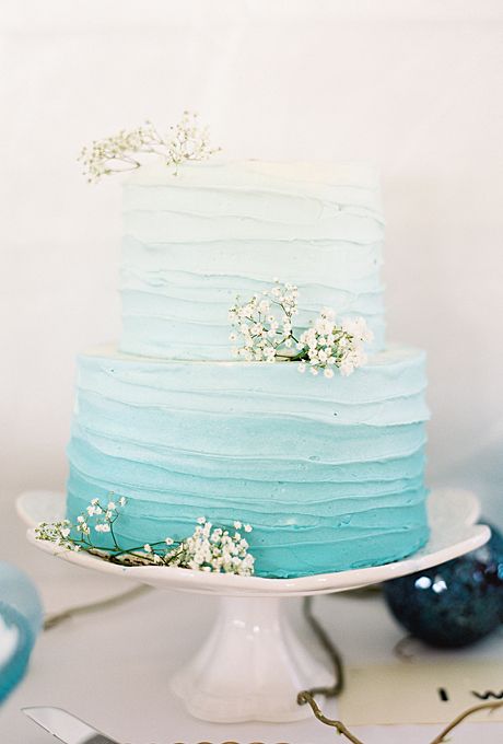 Brides: Beach-Themed Wedding Cakes | Jami Plummer of Sugar Baby Specialty Cakes  | Photo credit: Chudleigh Weddings Beach Theme Wedding Cakes, Wedding Cake Ombre, Beach Cakes, Ombre Wedding, Beach Wedding Cake, Ombre Cake, Buttercream Wedding Cake, Naked Cakes, Wedding Cakes Blue