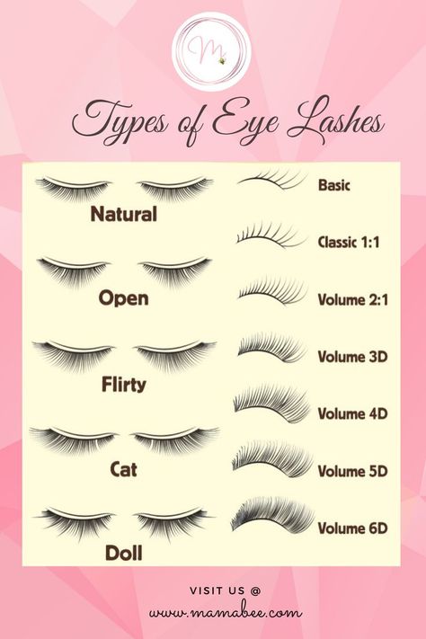 Type Of Lashes, Types Of Lashes, Types Of Eyelash Extensions Styles, Different Types Of Eyes, Pro Makeup Tips, Types Of Eyelash Extensions, Bigger Eyes, Seasonal Makeup, Eyelash Extensions Styles