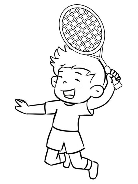 play badminton Colouring page Badminton Drawing Easy, Playing Badminton Drawing, Badminton Drawing, Badminton Cartoon, Kids Playing Sports, Badminton Pictures, Doodle Cards, Abram Khan, Play Badminton