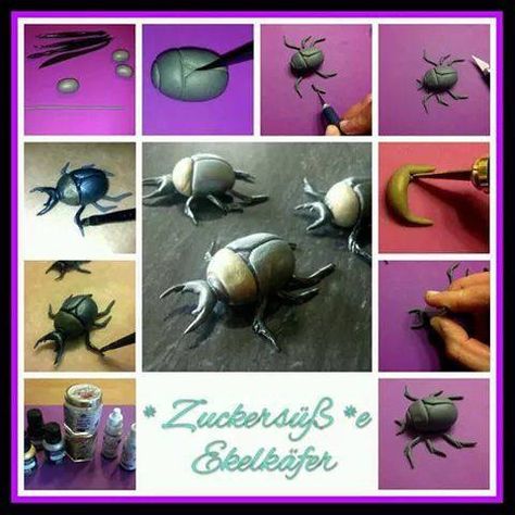 Fondant Insects, Fondant Bugs, Scary Snacks, Creepy Cocktails, Honey Cake, Sugar Paste, Cake Decorating Tutorials, Beetles, Cake Desserts