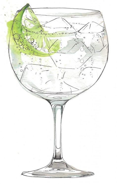 Cocktails Drawing, Cocktail Illustration, Watercolor Food, Gin Cocktail, Cocktail Art, Cool Mirrors, Bar Art, 수채화 그림, Gin Tonic