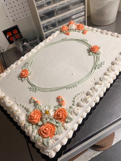 Boho Sheet Cake Ideas, Anniversary Sheet Cake Designs, Sheet Cake Flowers, Wedding Sheet Cakes With Flowers, Sheet Cake Decoration Ideas, Decorate Sheet Cake Ideas, Sage Green Sheet Cake, Sheet Cake Decorated, Anniversary Sheet Cake Ideas