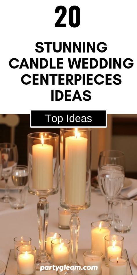 Planning your wedding and want to light up your celebrations? Check out these 20 stunning candle wedding centerpiece ideas that will add charm and warmth to your special day. From modern fluted designs to rustic arrangements, each centerpiece creates ambiance as well as elegance to your reception tables. These candle decorations not only help to set the mood but also enhance your wedding's theme whether you're having a classic event or a whimsical garden reception. Explore these inspirational ideas to find the perfect glow for your big day! Decorating Ideas For Wedding Reception, Candles On Table Decoration, Modern Candelabra Centerpiece, Candle Centerpiece With Greenery, Wedding Decor Candles, Candle Tablescapes, Wedding Centerpieces Ideas, Colored Taper Candles, Wedding Centerpiece Ideas