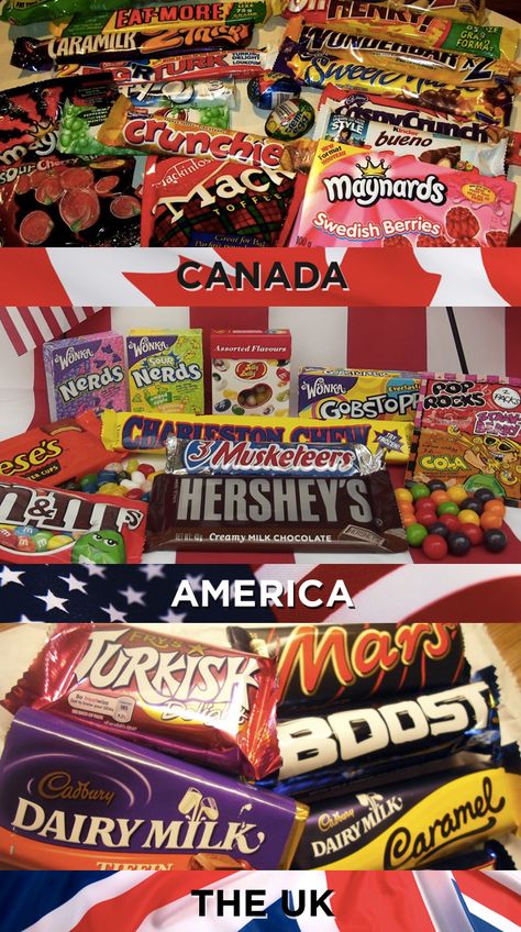 Candy selection: Things America, Canada, And The U.K. Cannot Agree On Canadian Candy, British Humour, Canadian Things, Proverbs 17, I Am Canadian, Only In America, Country Facts, Sweet Lord, Food Options