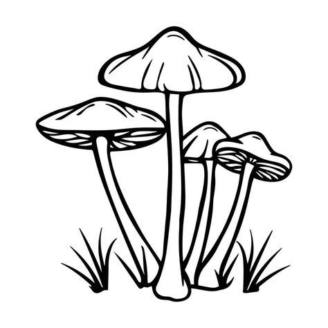 Outline mushrooms. Hand drawn black and white sketch isolated on background. Trendy minimalist liner style Mushroom Outline, Mushroom Sketch, Minion Coloring Pages, Shopkins Colouring Pages, Ninjago Coloring Pages, Avengers Coloring Pages, Monster Truck Coloring Pages, Penguin Coloring Pages, Mushroom Pictures