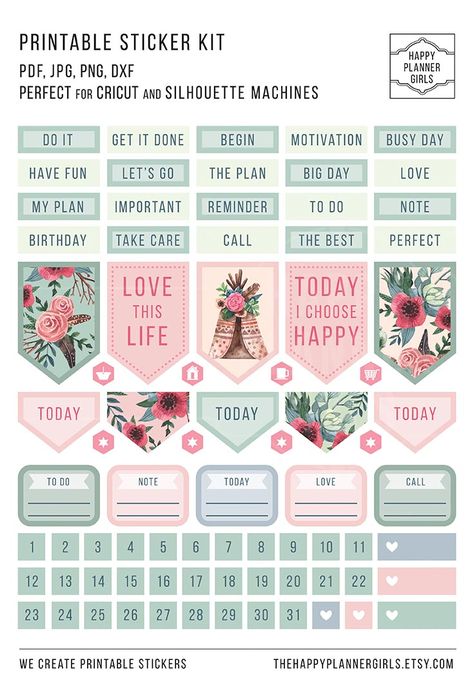 Planner Sticker Ideas, Happy Planner Stickers Free, Boho Planner, Agenda Stickers, Happy Planner Printables, Free Printable Planner Stickers, Free Planner Stickers, Weekly Planner Stickers Kit, Free Printable Stickers