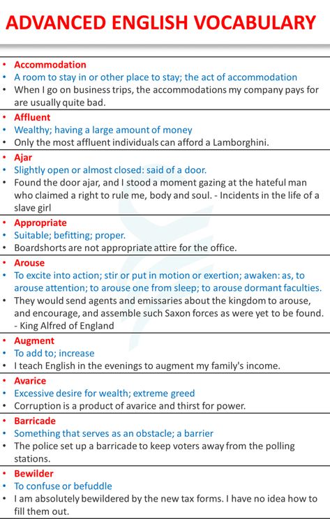 Advanced Vocabulary Words List With Meanings and Examples List 1 Learn the advanced level of English vocabulary words with meanings and example sentences. This lesson contains the advanced level of English vocabulary words with meanings in English. Learn these words and enhance your spoken English practice and enhance your daily communication skills. How To Enhance Your Vocabulary, Advanced English Vocabulary With Meaning, Advance Vocabulary English, Advanced Vocabulary Words, Advanced English Vocabulary Words, Advance English Sentences, Advance English Vocabulary, English Advanced Vocabulary, English Vocabulary Exercises