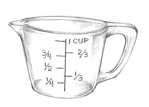 Measuring Cups Drawing, Recipe Organizer, Baking Theme, Measuring Ingredients, Glass Measuring Cup, Liquid Measuring Cup, Sugar Paste, Recipe Organization, Measuring Cup