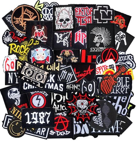 PRICES MAY VARY. Set Includes: 50 Pcs Patches. Technics: Fully Embroidered. Product: Heavy Meta Band Patches - Punk Rock Patch - Rock Band Patch For Jacket - Iron On Rock Music - Rock Band Patches - Mixed Patches Lot Band Rock Patches. Great gift - Embroidery patches make a perfect decorating gift for all, so Punk band patches are ideal gift choices for Birthdays, Anniversaries, Valentine's Day, Mother's Day, Christmas, Thanksgiving, New Year's Day. Besides, This Embroidery Patch Is The best gif Patches On Denim Jacket, Patches On Denim, Punk Embroidery, Funky Punky, Skull Patches, Embroidery Skull, Cloth Patches, Punk Rock Music, Diy Applique