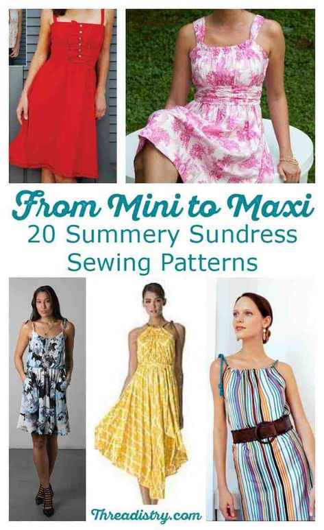 Summer Sewing Patterns, Sundress Sewing Patterns, Summer Dresses Diy, Sewing Patterns Free Women, Sundress Pattern, Trendy Sewing Projects, Trendy Sewing Patterns, Beginner Sewing Patterns, Sewing Projects Clothes