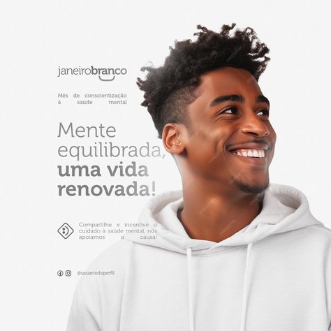 Post template janeiro branco white january mental health awareness social media psd banner | Premium AI-generated PSD Health Social Media Post, Social Media Assets, Resume Maker, Health Post, Free Business Card Mockup, Business Card Maker, Card Banner, Design Social Media, Presentation Template Free