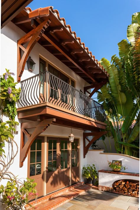 Home With Balcony, House With Balcony, Balcony Grill Design, Balcony Grill, Balcony Railing Design, Mediterranean Style Homes, Casas Coloniales, Spanish Style Homes, Hacienda Style