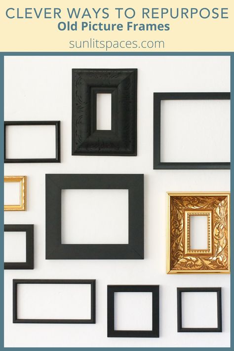 14 Creative Uses for Old Picture Frames - Sunlit Spaces Pic Frame Ideas, Frames Diy Crafts, Empty Picture Frames, Multiple Mirrors, Pic Frame, Old Objects, Expo Marker, Small Picture Frames, Art Kits For Kids