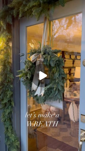 JSH Home Essentials on Instagram: "I created these two wreaths for the front of our JSH Shop.  I started making my own wreaths a couple of years ago and just can’t get over how easy it is.  I love having unique looking wreaths that are real, have wonderful texture and color… and smell so good. 

The wreath kit + ribbons and bells are available in our online store. 

How-To :
Create 10 small bundles of greens.  I used Noble Fir, Willow Eucalyptus, Incense Cedar & Juniper. I put one sprig of each in the bundle then wrapped the stems together with floral wire.

Layer the bundles around the form, overlapping at the stems all the way around.  On the last one, you will have to tuck the stems under the first bundle.  Bend in wire form to hold bundles to the frame.  Wrap the entire wreath with flo Year Round Front Door Wreaths, Hang Wreath On Door, Wreath On Door, Willow Eucalyptus, Swag Wreath, Eucalyptus Wreath, Christmas Swags, Floral Wire, Home Essentials