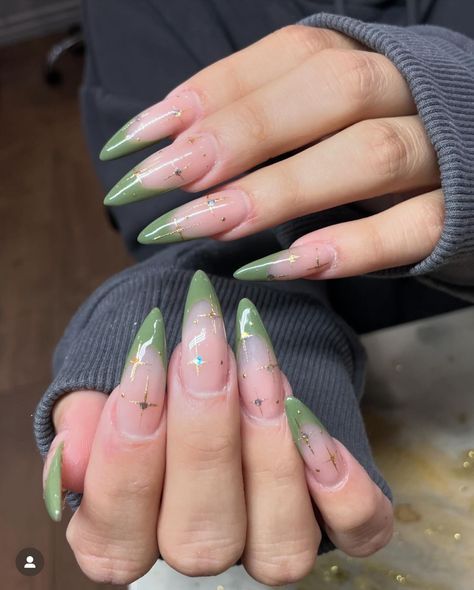 Nail Ideas Trendy, September Nail Ideas, Green Christmas Nails, Modern French Twists, Catching Feelings, Fall Nail Ideas, September Nails, Hello Nails, Glow Nails