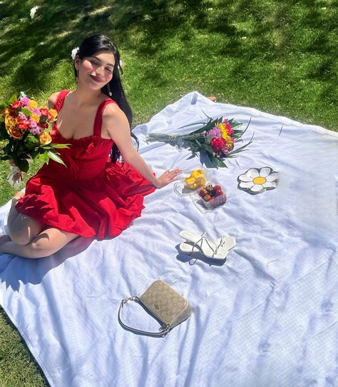 She was a fairy 💐🧚🏻‍♀️👛🪞🎀 Red Picnic Aesthetic, Coquette Aesthetic Outfit, She Was A Fairy, Picnic Photo Shoot, Dress Coquette, Picnic Outfit, Birthday Picnic, Picnic Theme, Celebrity Casual Outfits