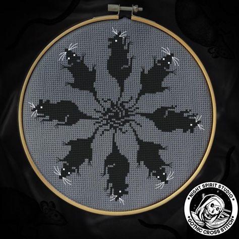 The Rat King, Gothic Cross Stitch, Black Plague, Halloween Cross Stitch, Rat King, King Black, Gothic Cross, Gothic Crosses, Halloween Cross Stitches