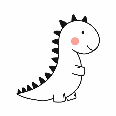 Cute dinosaur vector doodle illustration... | Premium Vector #Freepik #vector #dinosaur-coloring #cute-illustration #cartoon #baby-dino Dianousor Drawing Cute, Cute Dino Doodle, Dino Doodles Easy, Easy Dino Drawings, Dinasour Drawing Simple, Cute Dinosaur Drawings, Baby Dinosaur Tattoo, Baby Dinosaur Drawing, Doodle Dinosaur