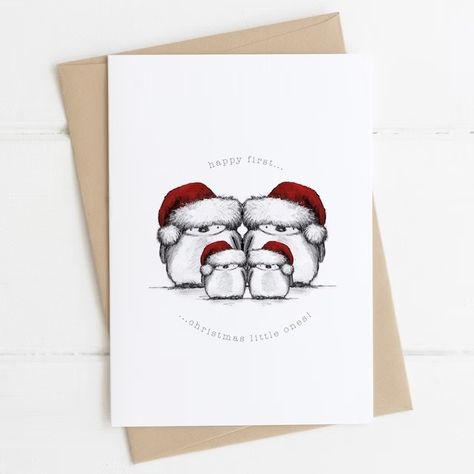 DoublePeaDesigns - Etsy Australia Baby Christmas Card, First Christmas Card, Penguin Baby, Family Cute, Baby Twins, New Baby Card, Baby Penguins, Cute Christmas Gifts, Baby Christmas