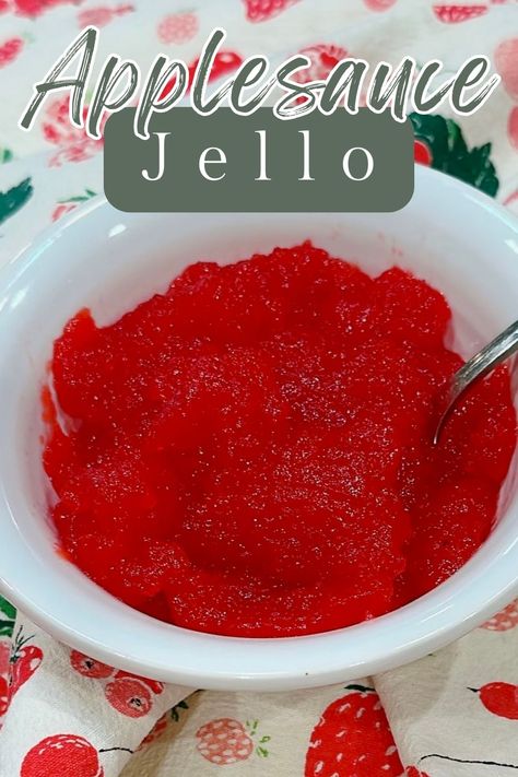 Serving of Applesauce Jello in a bowl. Jello And Applesauce, Cranberry Applesauce Jello, Cinnamon Applesauce Jello, Jello With Applesauce, Apple Sauce Jello, Applesauce Jello Recipe, Applesauce Jello, Easy Applesauce, Jello Recipe