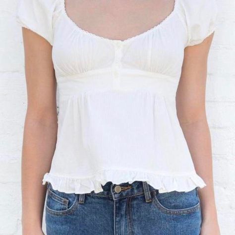 Basic Fits, Ruffle Top, Brandy Melville, Brandy, Peplum Top, Sleeveless Top, V Neck, Women's Top