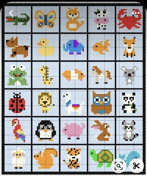 Pixel Animals, Hama Art, Hama Mini, Granny Square Crochet Patterns Free, Tiny Cross Stitch, Crochet Blanket Designs, Pola Kristik, Mini Cross Stitch, Pixel Pattern