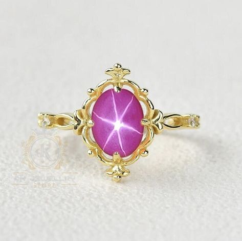 Star Sapphire Ring, Saphir Ring, Pink Star, Star Sapphire, Pink Stars, Pink Ring, Gold Star, Sterling Silver Bands, Gold Stars