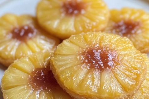 Pineapple Upside-Down Sugar Cookies – Delectable Recipe Caramelized Pineapple, Buttery Sugar Cookies, Cherry Topping, Pineapple Top, Cookie Base, Soft Sugar Cookies, Pineapple Upside, Sugar Cookie Dough, Pineapple Upside Down