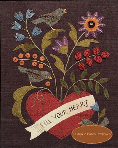 Fill Your Heart Quilt Club, Applique Flowers, Appliqué Quilts, Bird Applique, Wool Felt Projects, Wool Applique Patterns, Valentines Patterns, Wool Quilts, Penny Rug